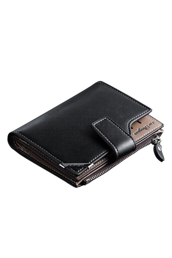 Men's Functional Vertical Zipper Buckle Wallet Compact Secure RFID Blocking Card Holder Billfold Organizer
