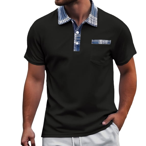 Kcolen Men's Polo Shirts Slim Fit Men Denim Lapel Button Down Collar Men's Casual Loose Fit Comfort Business Short Sleeve Shirt Casual Beach Basic