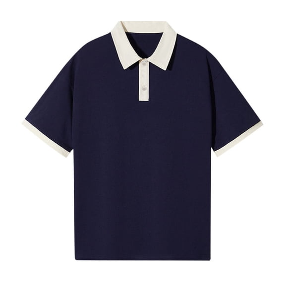 Kcolen Men's Polo Shirts Slim Fit Men's Off Shoulder Lapel Shirt Pure Loose Fit Short Sleeve Casual Top Comfortable Breathable Tee for Daily Wear Summer Casual Outdoor Basic