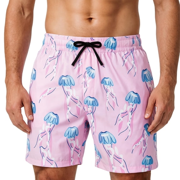 Kcolen Men's Quick Dry Swim Trunks,Mens Tropical Swim Trunks Quick Dry Board Shorts Lightweight Beach Shorts Summer Swimwear,Pink
