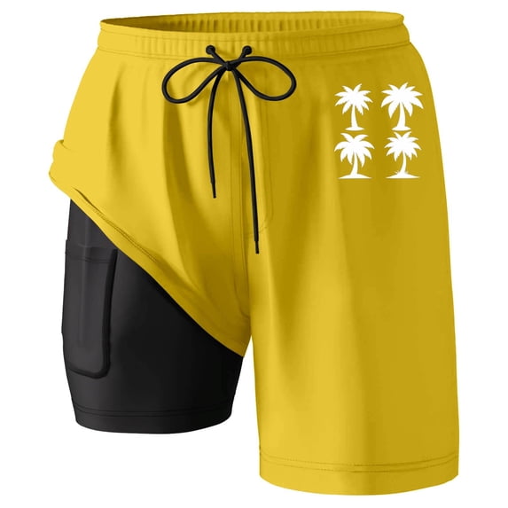 Kcolen Men's Swim Trunks 5 Inch,2 in 1 Board Shorts Swimsuit Quick Dry Beach Shorts with Pockets Compression Liner Bathing Suits
