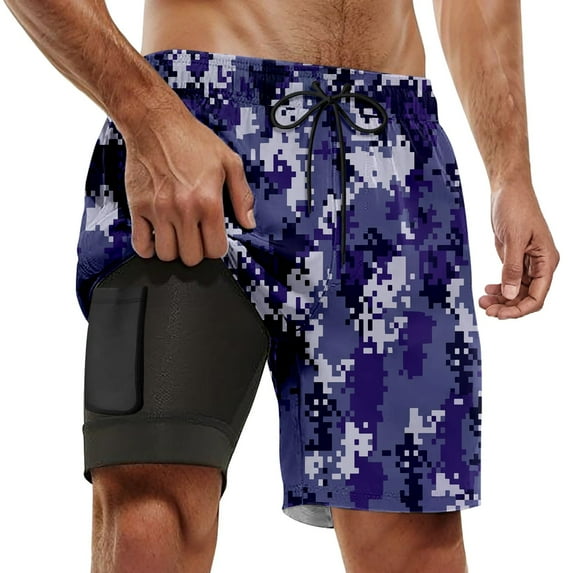 Kcolen Men's Swim Trunks 5 Inch,Mens Swim Trunks With Compression Liner,Quick Dry Board Shorts with Pockets Summer Beach Shorts for Men