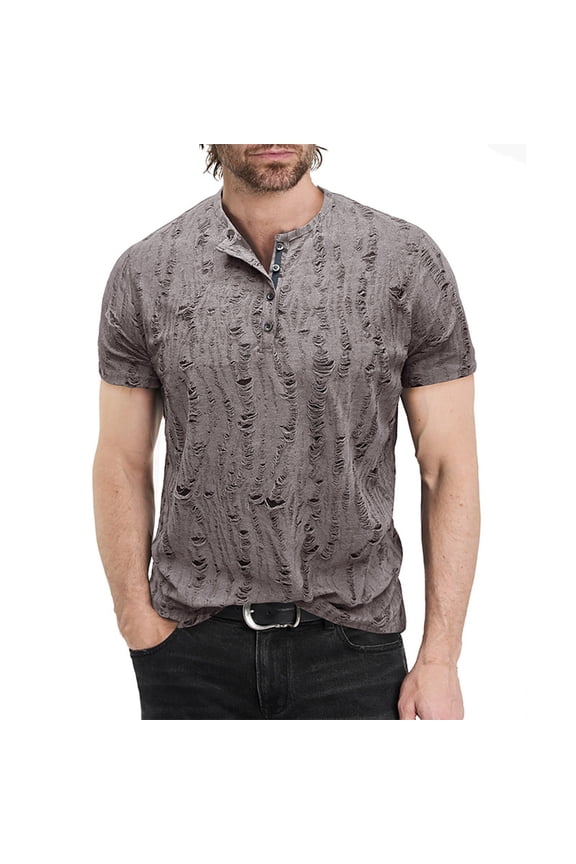 Mens Big And Tall T Shirts 5Xl Men's Fashion Casual Short Sleeve Ripped Tee Shirt Comfortable Streetwear Top for Daily Wear