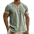thumbnail image 1 of Kcolen Mens Big and Tall T Shirts Cotton Men Henley Tee Tops Pullovers Solid Color Loose Fit Athletic Running Gym Workout Tee Shirts Summer Casual Vacation Basic Tee for Men, 1 of 6
