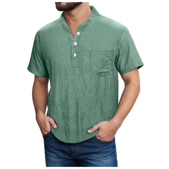 Kcolen Mens Big and Tall T Shirts Men Henley Tee Tops Pullovers Solid Color Athletic Fit Summer Beach Tops Summer Outdoor Basic Tee for Mens