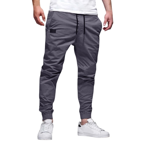 Kcolen Mens Cargo Pants Black High Stretch Elastic Waist Cargo Joggers Active Fit Men's Trendy Hiking Pants for Streetwear Solid Color with Pockets