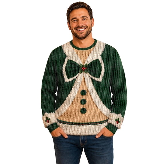 Kcolen Mens Funny Hairy Chest Christmas Sweater,Fall Winter Loose Fit Novelty Pullover Sweatshirt for Outdoor Christmas Holiday Party Casual Wear