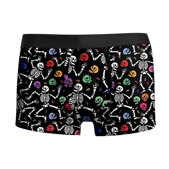 Kcolen Mens Halloween Underwear Halloween Printed Mid‑Rise Boxer Briefs Soft Stretchy Breathable Holiday Underpants
