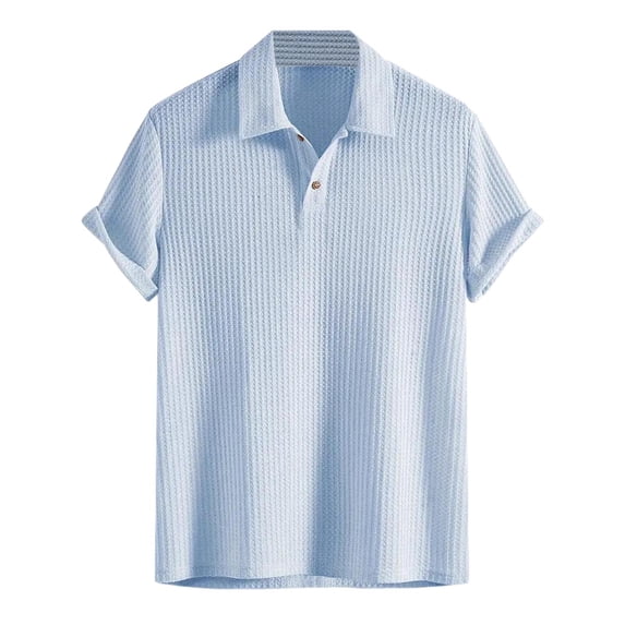 Kcolen Mens Polo Shirts Short Sleeve Men's Casual Short Sleeve Shirt Solid Color Fashion Lapel Button Top Comfortable Breathable Classic Fit Summer Beach Basic