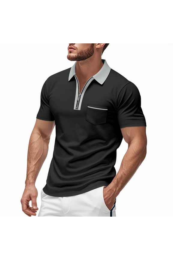 Mens Polo Shorts Men's Zipper Collar Gradient Shirt Short Sleeve Casual Business Dressy Tee Summer Top Summer Casual Outdoor Basic