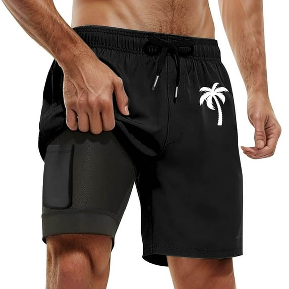 Kcolen Mens Small Swim Trunks Elastic Waist Drawstring Beach Shorts Lightweight Swimming Trunks Compression Liner Beach Summer Swimming Shorts for Men