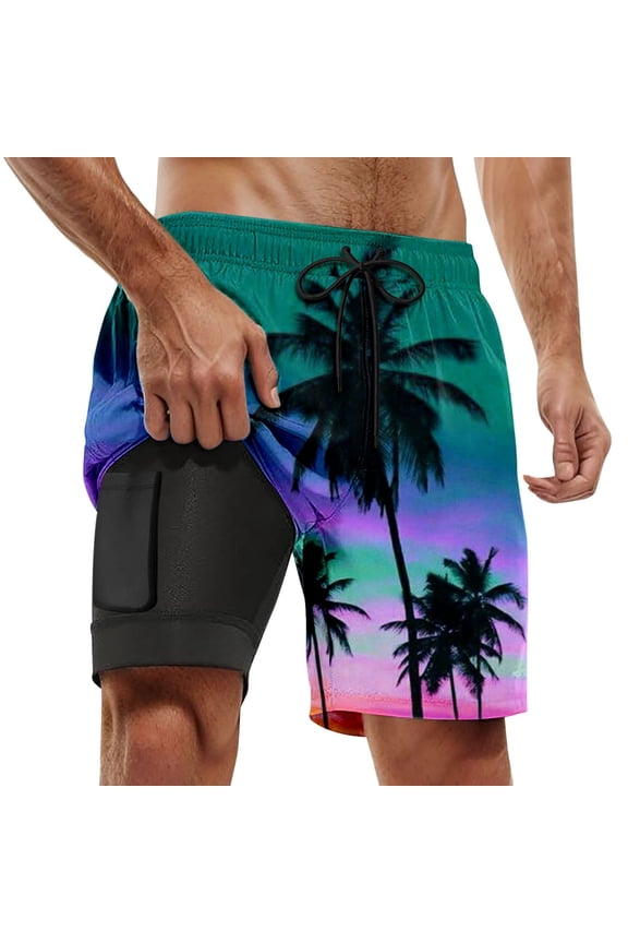 Mens Swim Trunks 7 Inch Athletic Drawstring Men Swim Shorts Lightweight Bathing Suit Men's Swim Trunks Beach Summer Oversized Bathing Suit Beach Board Shorts