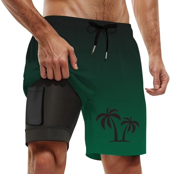 Kcolen Mens Swim Trunks 7 Inch,Compression Liner Swimming Shorts Swimwear Quick Dry Swimsuit Bathing Suits Board Shorts
