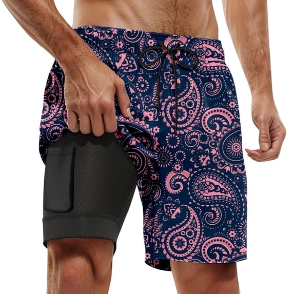 Kcolen Mens Swim Trunks 7 Inch Drawstring Beach Shorts Light Upf Rash Guard Shorts for Men Mens Swim Trunks Beach Summer Oversized Bathing Suit Beach Board Shorts
