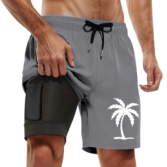 Kcolen Mens Swim Trunks 7 Inch Drawstring Board Shorts Men's Comfy Mens Swimsuit Compression Liner Summer Beach Men Swim Brief