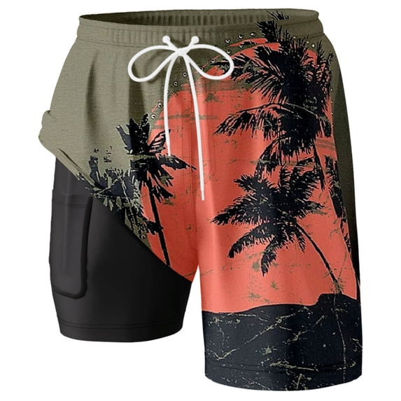 Kcolen Mens Swim Trunks 7 Inch Elastic Waist Beach Board Shorts Comfy Mens Bathing Suit 9 Inch Inseam Soft Compression Liner Beach Summer Swimming Shorts for Men