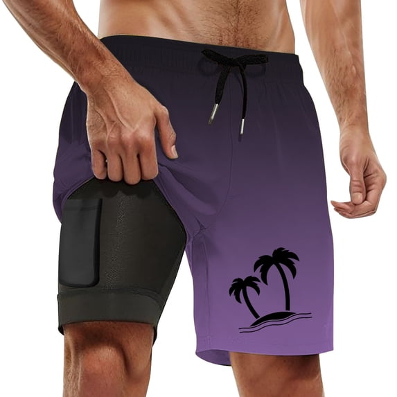Kcolen Mens Swim Trunks 7 Inch High Stretch Board Shorts Light Swimwear Compression Liner Summer Beach Bathing Suit Beach Board Shorts