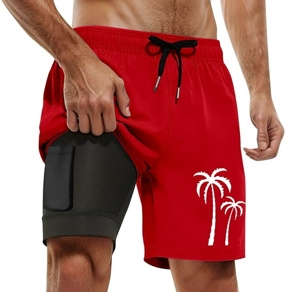 Kcolen Mens Swim Trunks 7 Inch Inseam Elastic Waist Hawaiian Shorts Lightweight Swimming Trunks Liner Compression Beach Summer Men Swim Brief