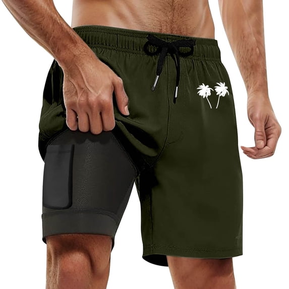 Kcolen Mens Swim Trunks 7 Inch Inseam High Elastic Waist Swimming Short Lightweight Mens Swimsuit Compression Liner Summer Beach Men Swim Brief