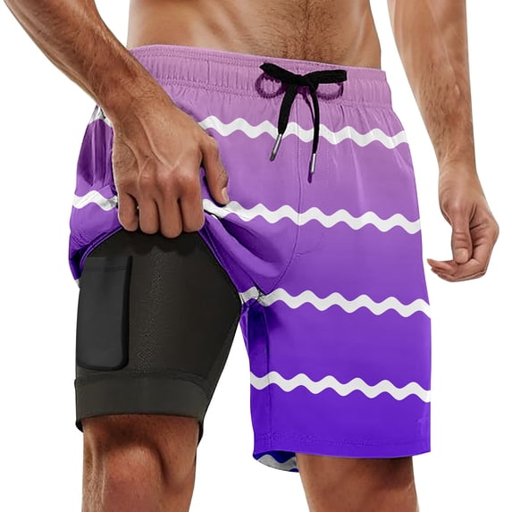 Kcolen Mens Swim Trunks 7 Inch,Mens Elastic Waist Swim Shorts Light Upf Swimsuit for Men Summer Beach Board Shorts