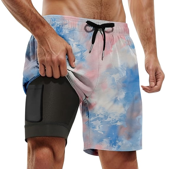 Kcolen Mens Swim Trunks 8 Inch Drawstring Swim Shorts Light Swimsuit for Men Soft Compression Liner Beach Summer Swimming Shorts for Men