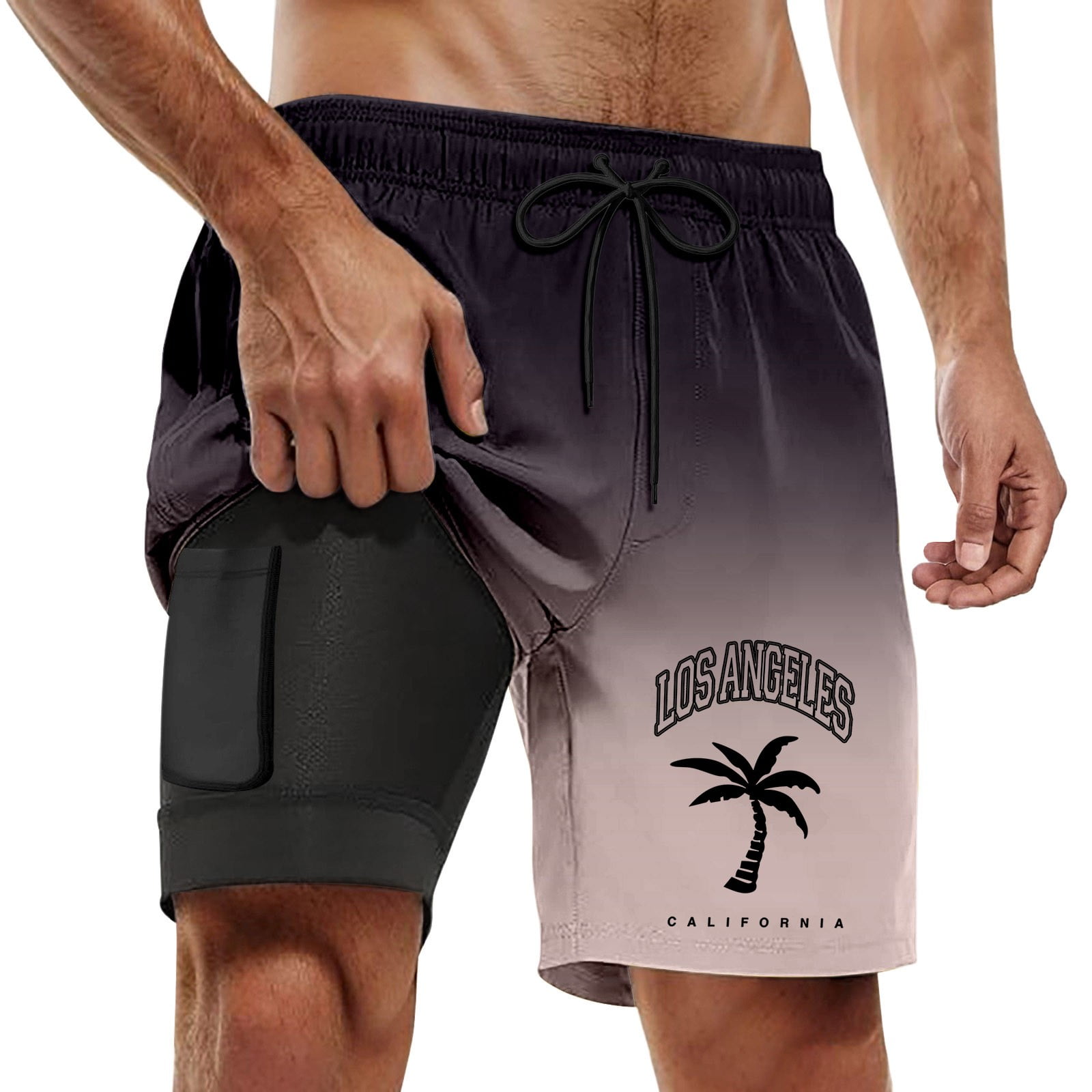 Kcolen Mens Swim Trunks 9 Inch,Men Drawstring Swimming Short Stretchy ...