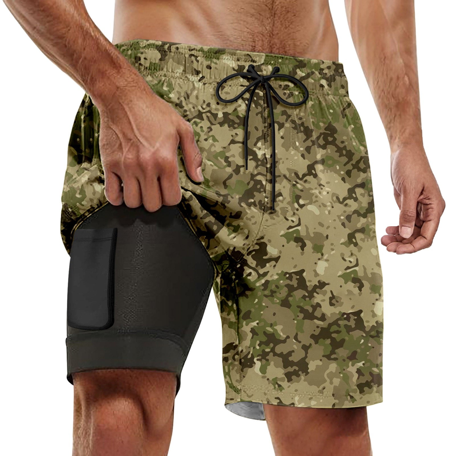 Kcolen Mens Swim Trunks 9 Inch,Mens Elastic Waist Swim Shorts Light Upf ...