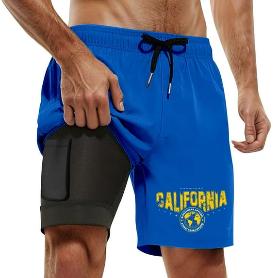 Kcolen Mens Swim Trunks 9 Inch with Compression Elastic Waist Board Shorts Loose Mens Swimsuit with Compression Liner Beach Summer Men Swim Brief