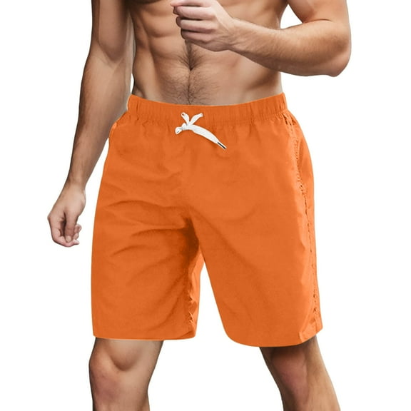 Kcolen Mens Swim Trunks Solid Board Shorts Loose Swimwear Men Swim Trunks Beach Summer Fashion Bathing Suit Beach Board Shorts