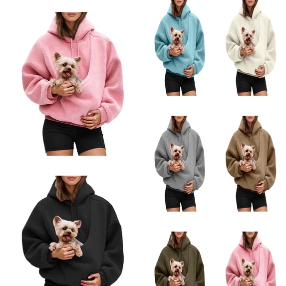 Kcolen Pet Carrier Hoodies for Women Pet Carrier Kangaroo Pet Pocket Pouch Sweatshirts Oversized Loose Small Animal Carrier Daily Street Outfits