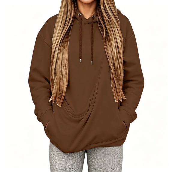 Kcolen Pet Pouch Hoodie for Women, Oversized Kangaroo Pocket Loose Lightweight Pullover with Dog Pocket Sweatshirt for Fall Winter