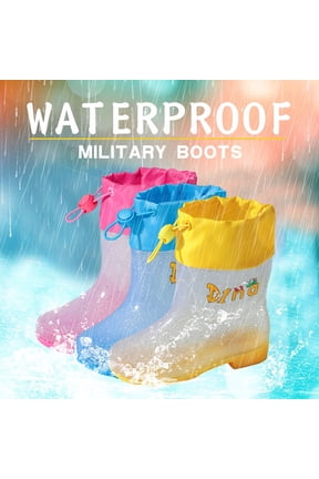 Rain Boots Toddler Girl Fashionable Cartoon Transparent Outdoor Rain Boots for Girls Comfortable Flat Sole Design