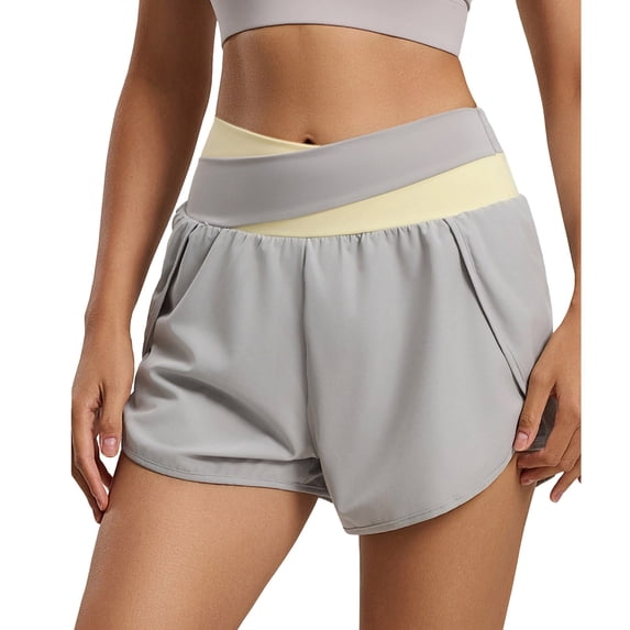 Kcolen Soft Yoga Shorts for Women,Ladies Flexible Movement Training Athletic Biker Shorts Solid Color High Waist Yoga Shorts