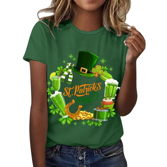 Kcolen St Patrick Day Shirts for Women Rainbow Womens Funny St Patricks Day T Shirts Loose Fit Everyday Short Sleeve Tops Women Women Clothes Summer