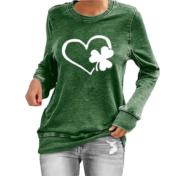 Kcolen St Patricks Day Shirt Women Funny Shamrock Irish St. Patrick's Day T-Shirts for Women Comfortable Long Sleeve Tops Woman Women Clothes Summer,Green