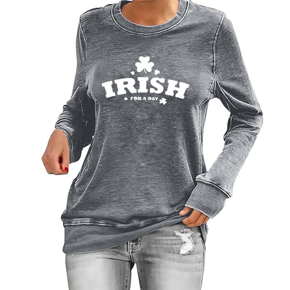Kcolen St. Patricks Day Shirt for Womens Irish Shamrock Womens Funny St Patricks Day T Shirts Loose Fit Everyday Long Sleeve Tops Womens Clothes for Womens,Green