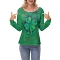 thumbnail image 1 of Kcolen St Patricks Day Shirts Women Shamrock Printed Womens Funny St Patricks Day T Shirts O Neck Soft Casual Long Sleeve Blouses Womens Womens' Tops, Tees & Blouses,Green, 1 of 5