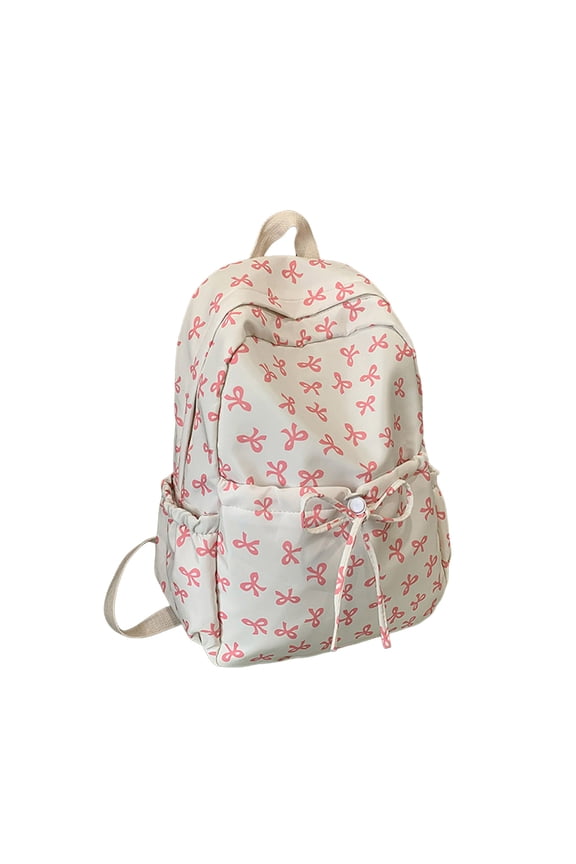 Stylish Bow Design Preppy Bookbag for College Daypack withy Small Makeup Organizer Casual Beach Backpack Travel Backpack