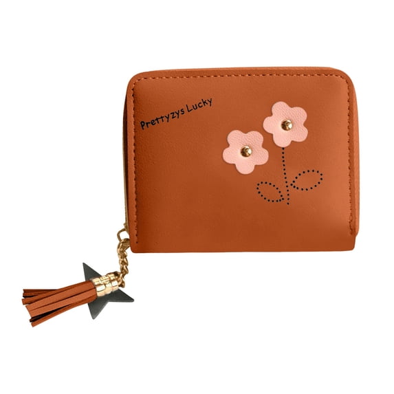 Kcolen Stylish Floral Tassel Zipper Wallet Multifunctional Card Holder Purse for Women Daily Use