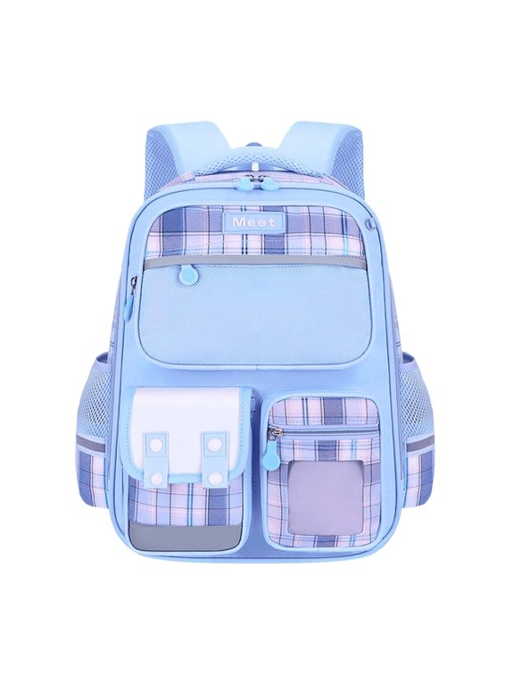 Stylish Plaid Backpack for Elementary and Junior High with Large Capacity Design Casual Beach Backpack Travel Backpack