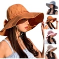thumbnail image 1 of Kcolen Sun Hat For Women Large Head Stylish Wide Brim Sun Hat for Women with Adjustable Chin Strap and Decorative Bow for Spring Summer Outdoor Travel, 1 of 5