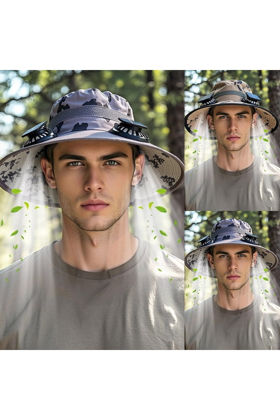 Sun Hats for Men With Neck Flap Solar Powered Fan Hat with Removable Fans and Wide Brim UPF50 Sun for Outdoor Activities
