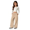 thumbnail image 1 of Kcolen Sweatpants for Girls 7-8,Uniform Pants for Boys School OverSized Wide Leg Pants Baggy Drawstring Waist Joggers with Pockets Back To School Clothes for Girls,Khaki, 1 of 8