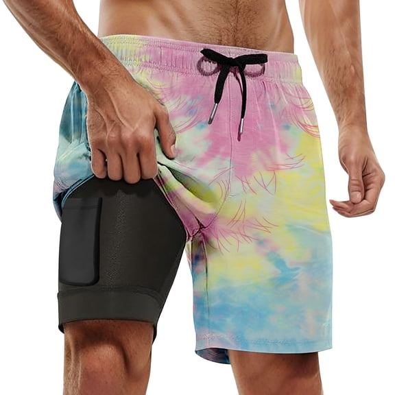 Kcolen Swim Trunks Men 5 Inch 3xl Gradient Mens Bathing Suits Loose Swimsuit for Men Mens Swim Trunks Summer Beach Athletic Fit Swimwear