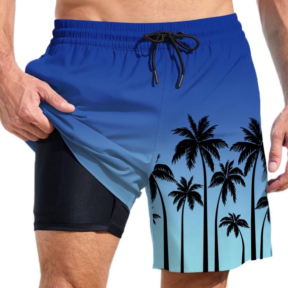 Kcolen Swim Trunks Men 5 Inch Elastic Waist Men's Board Shorts Light Bathing Suit Compression Liner Beach Summer Swimwear