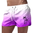 thumbnail image 1 of Kcolen Swim Trunks Men 5 Inch,Mens Swim Trunks Gradient Board Shorts Lightweight Mens Bathing Suit Summer Quick Dry Beach Men Swim Brief,Light Purple, 1 of 5