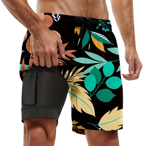 Kcolen Swim Trunks Men 7 Elastic Waist Bathing Suit Shorts Loose Bathing Suit Men's Swim Trunks Beach Summer Comfy Swimwear