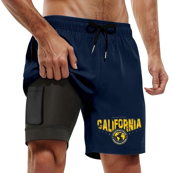 Kcolen Swim Trunks Men High Elastic Waist Boardshorts for Men Light Upf Mens Swimsuit with Compression Liner Beach Summer Swimwear