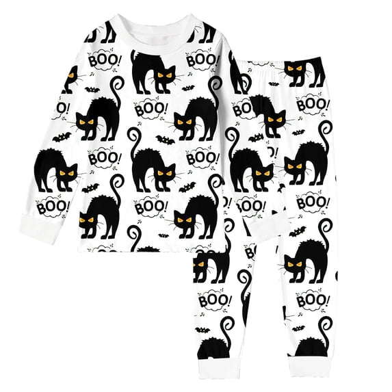Kcolen Teen Halloween 2‑Piece Pajamas Set, Long Sleeve Cute Graphic T Shirt Top And Pants Comfortable Outfit Halloween Gifts for Teens