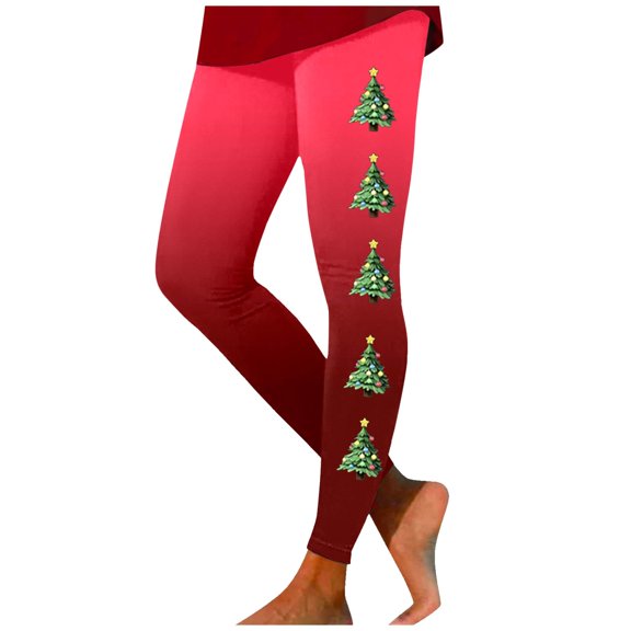 Kcolen Tummy Control Christmas Leggings for Women, Soft Stretch Tummy Control Yoga Pants, Santa Claus Print, for Christmas Holiday Party, Everyday Wear